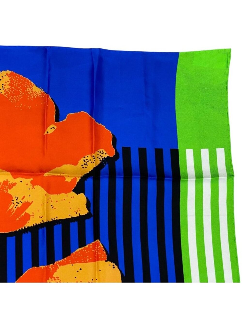 Dior Scarf Shawl D-flower Pop Silk 100% Blue Green Orange Gorgeous Feminine - Picture 2 of 8
